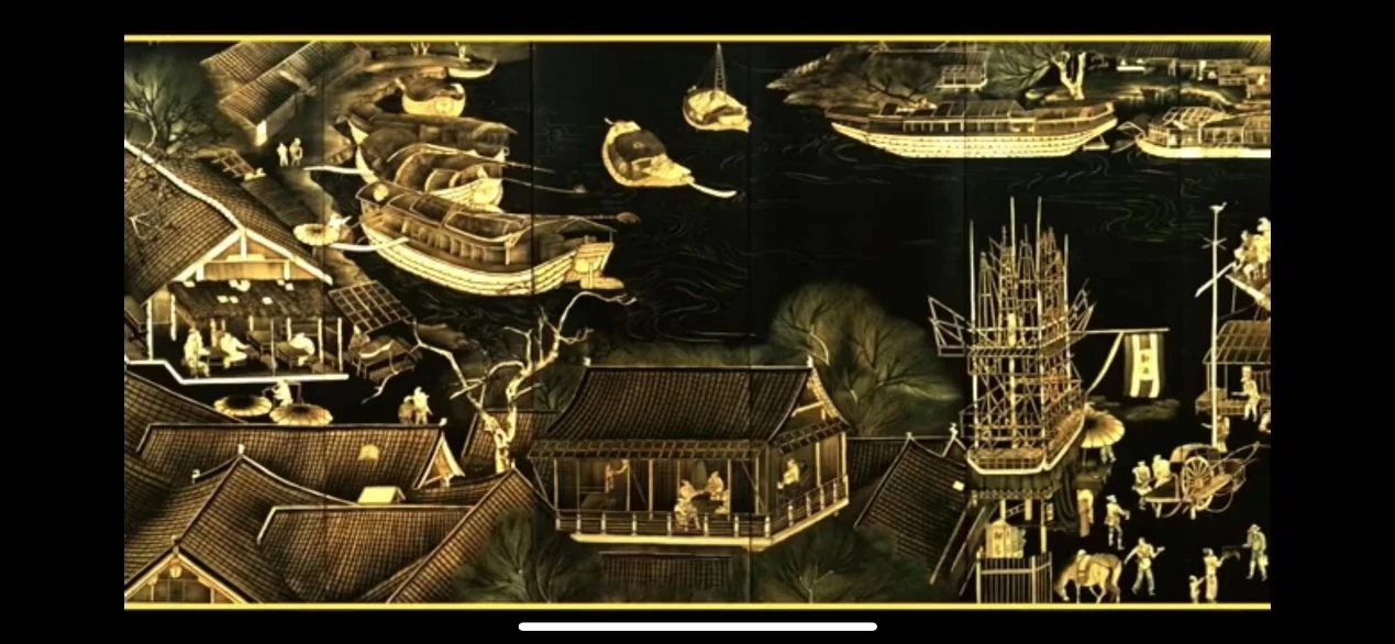 《清明上河图》漆画局部